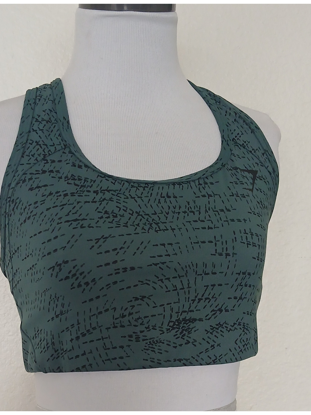 Gymshark Teal & Black Patterned Racerback Sports Bra